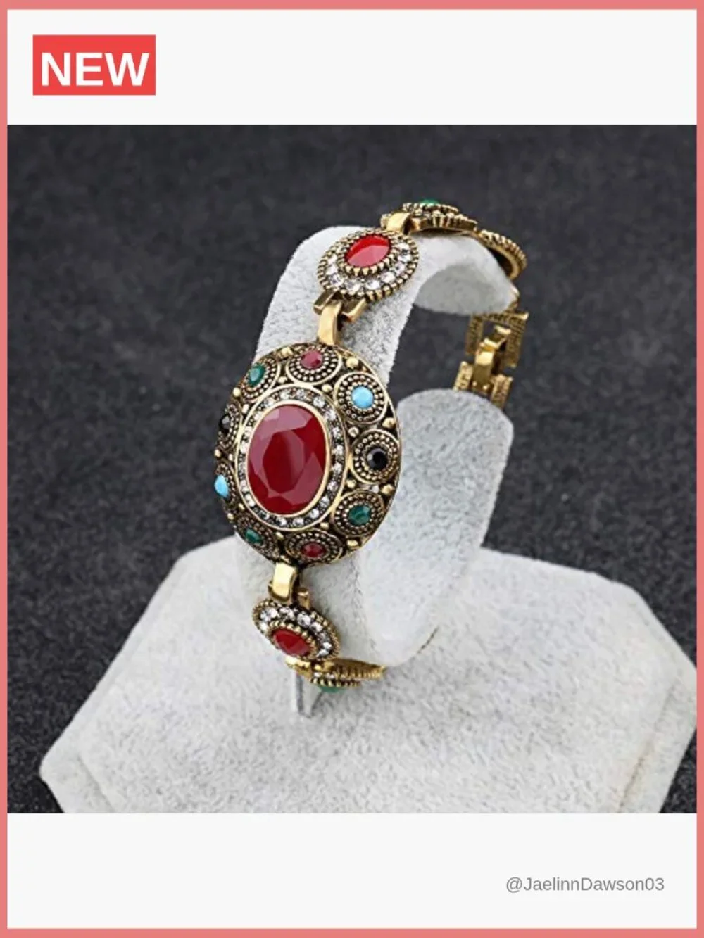 Bangle Bracelet Multicolored Stone Gold Plated Link Bracelet Lady Mom Gift